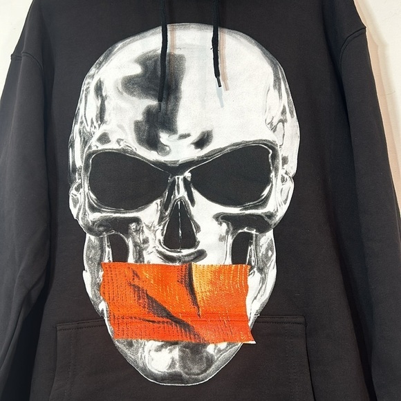 Brand New Shhh Skull Orange Tape Hooded Sweatshirt Black Men’s XL streetwear nwt - Picture 3 of 8
